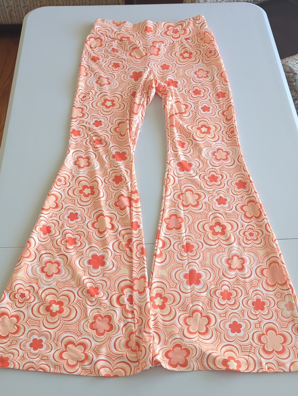 Retro Floral Wide Leg Pants in Peach Pink